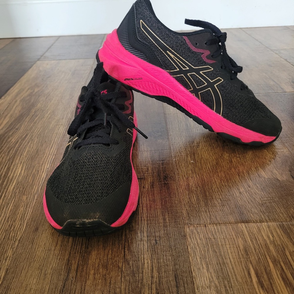 Asics GT-1000 11 Womens Running Shoes Black Pink Gold Sneakers Size 5 - Picture 2 of 13